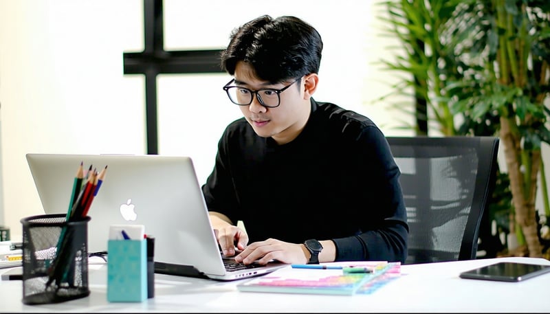Yuran, a creative web designer, working on a project.